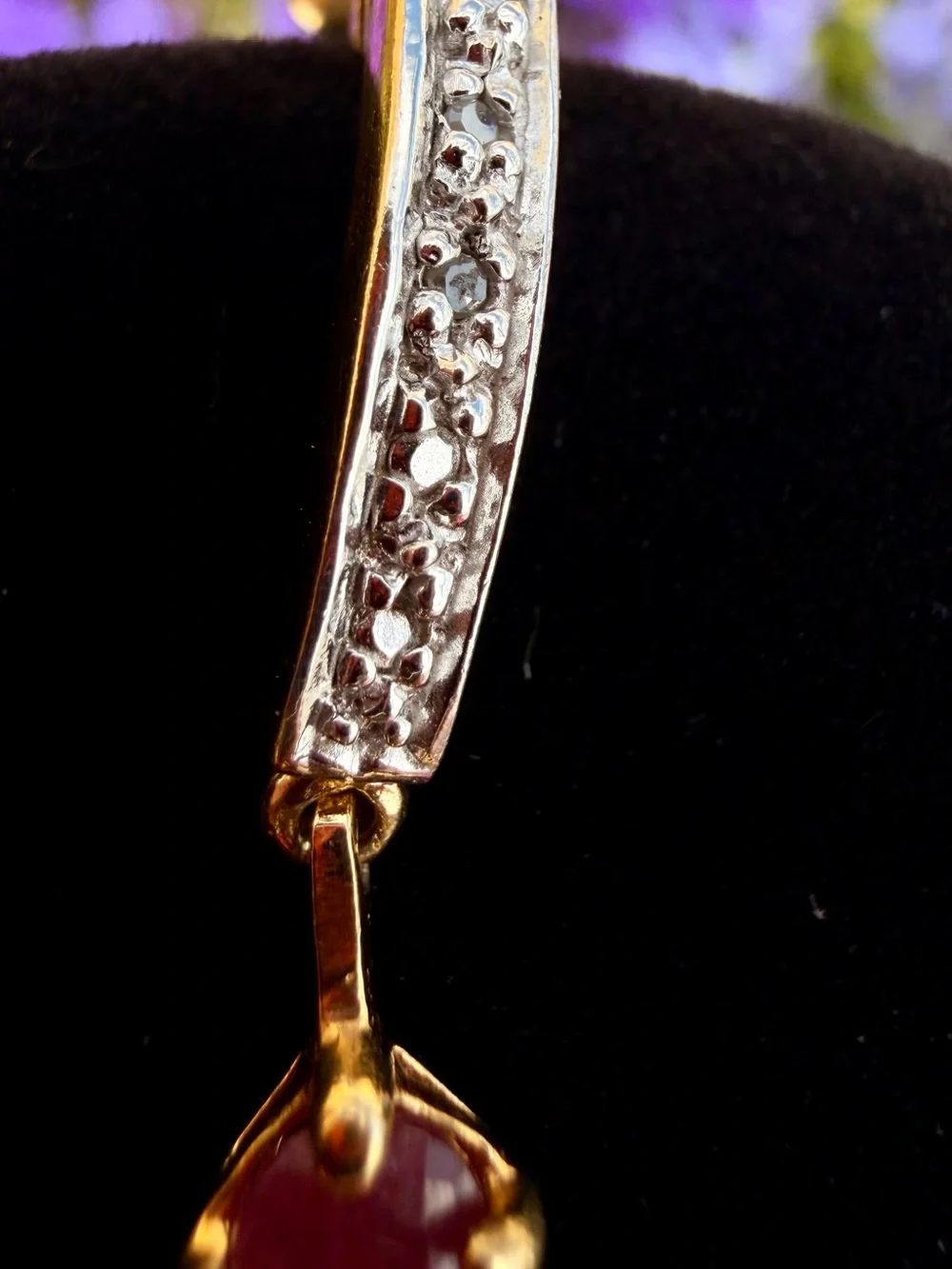 18K Gold Over Sterling Silver Ruby & Diamond Crescent Dangle Earrings 3.08 CTW